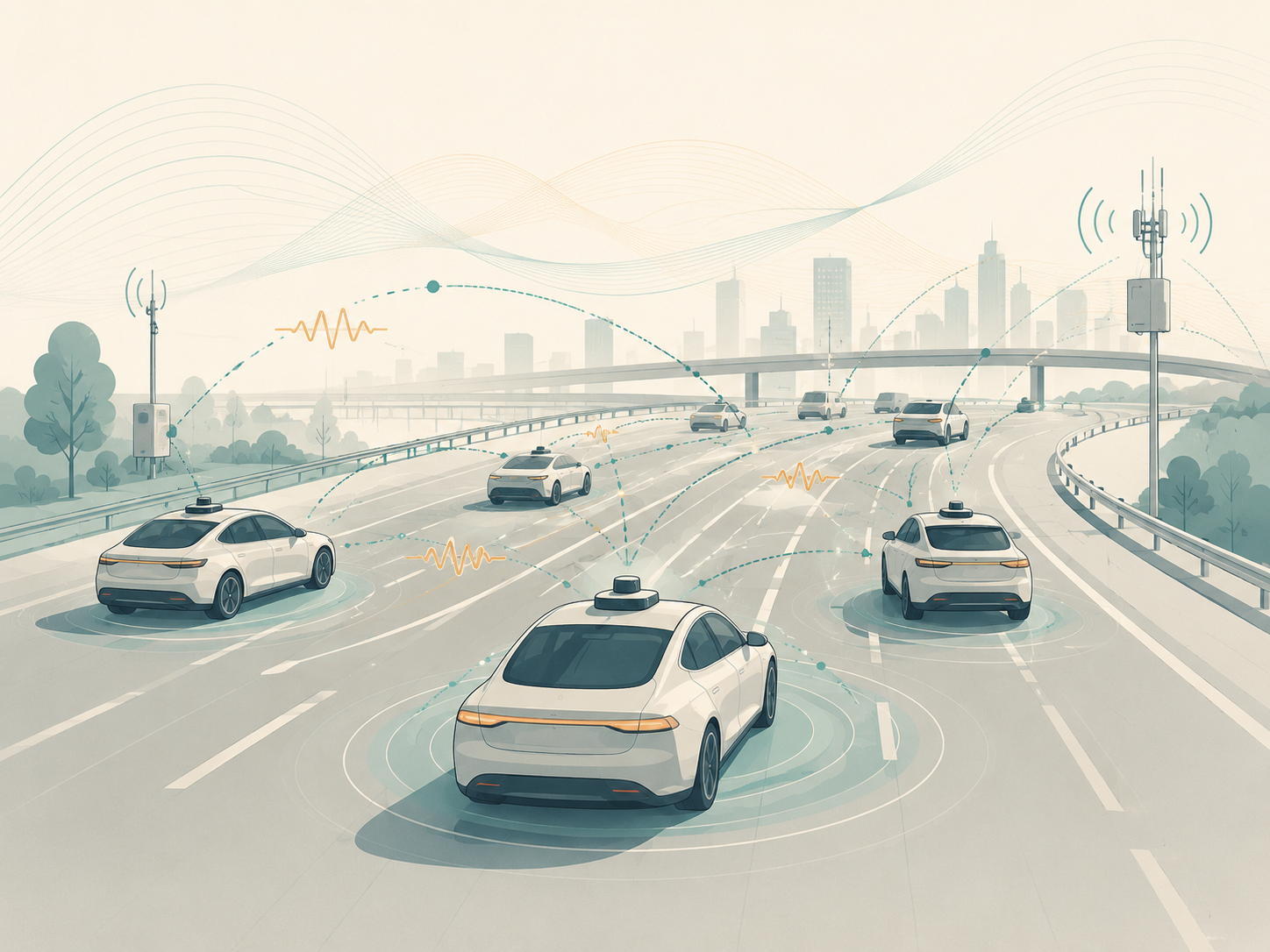 Illustration for time delays in autonomous vehicle networks.