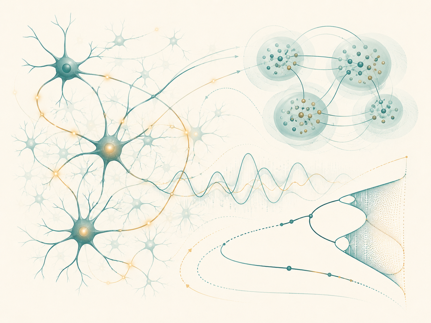 Illustration for dynamics and bifurcations in neural networks.